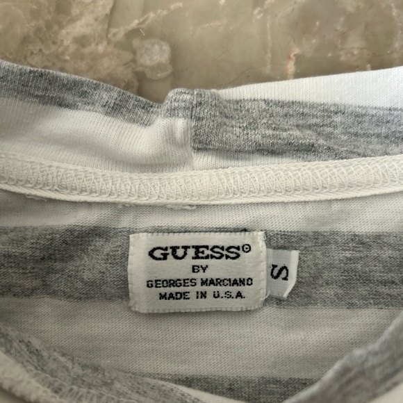 Vintage 90s Guess Jeans USA Striped Tee Shirt Mens S 22x27 - Picture 3 of 7